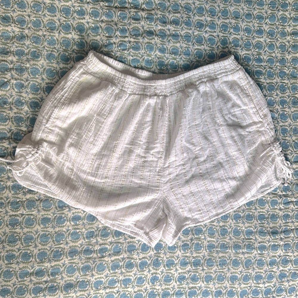 Aerie white/gold beach-lounge shorts